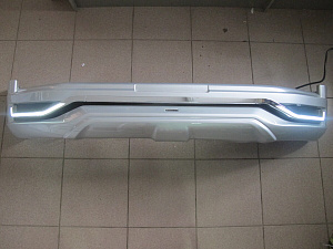 Тюнинг для Губа передняя Land Cruiser 200 2016 +, Modellista c ходовыми огнями, серебро