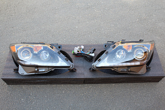 Фары Lexus LX 570 2012 - 2015 , бегающий повтор , черные