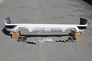 Тюнинг для Губа задняя Land Cruiser 200 2016 +, Modellista под две насадки глушителя, белый перламутр