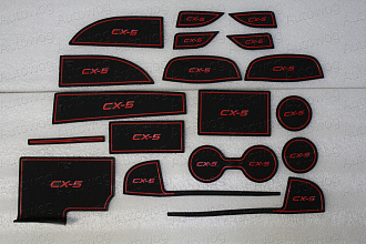 Коврики в ниши и кармашки CX5 2017 +, красная оконтовка 