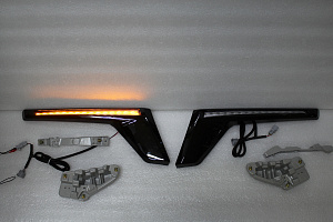 Тюнинг для Планки фар Land Cruiser 200 2016 +, с диодным повтором, чёрные