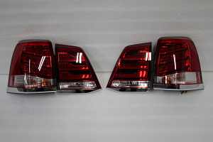 Тюнинг для Стопы Land Cruiser 200 дизайн LX 570 2012 , красно-белые+хром 