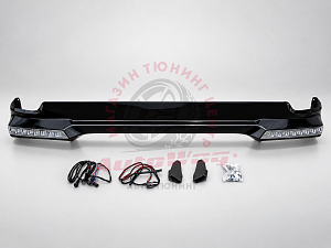 Тюнинг для Губа передняя Land Cruiser 200 2012 - 2014 Platinum Edition с диодами, черная 